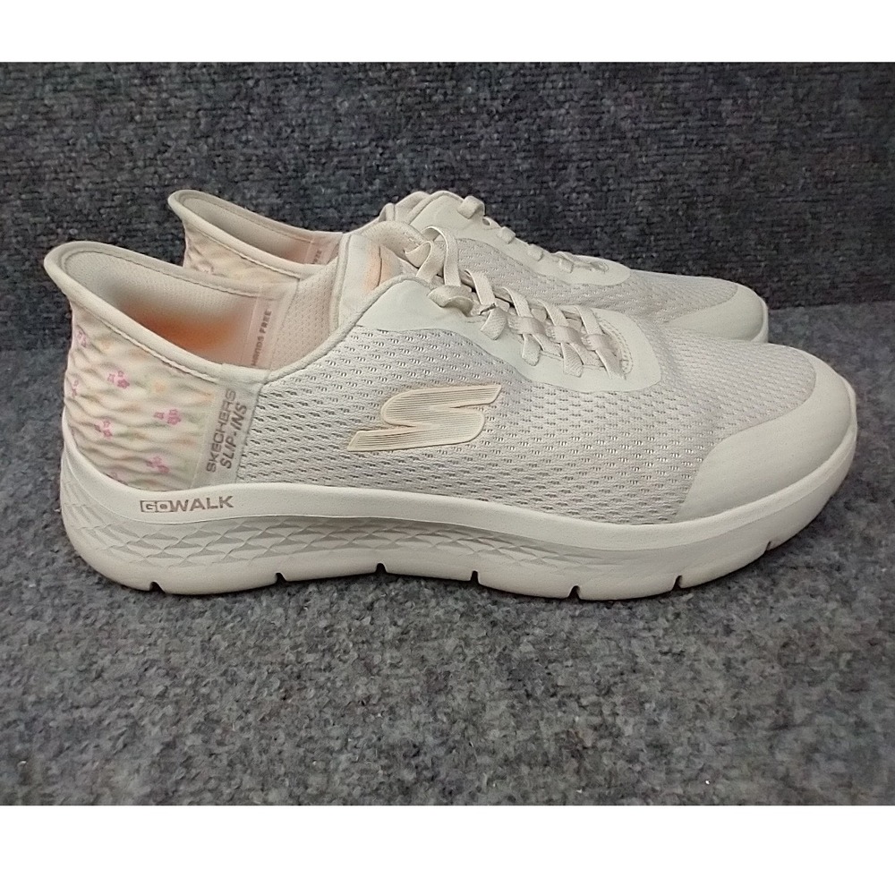 Skechers GoWalk Joy Slip-Ins Women 10 Wide Natural Floral Mesh Sneakers 125525W